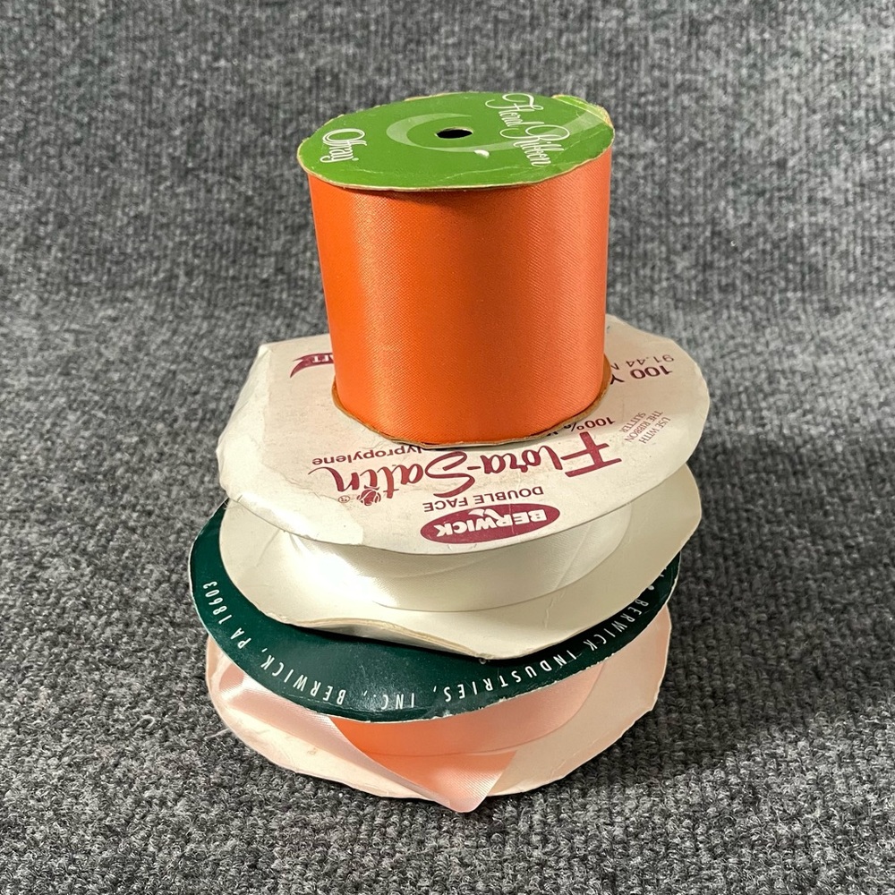Bundle Flora-Satin White, Peach and Orange Ribbon Roll